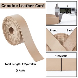 GORGECRAFT 2m x 25mm Genuine Leather Strips Flat Leather Cord 2mm Thick Cowhide Leather Strap Braiding Thread Rope for Bracelets Necklace Jewelry Making Collars Guitar Belts Keychains DIY Crafts, Tan