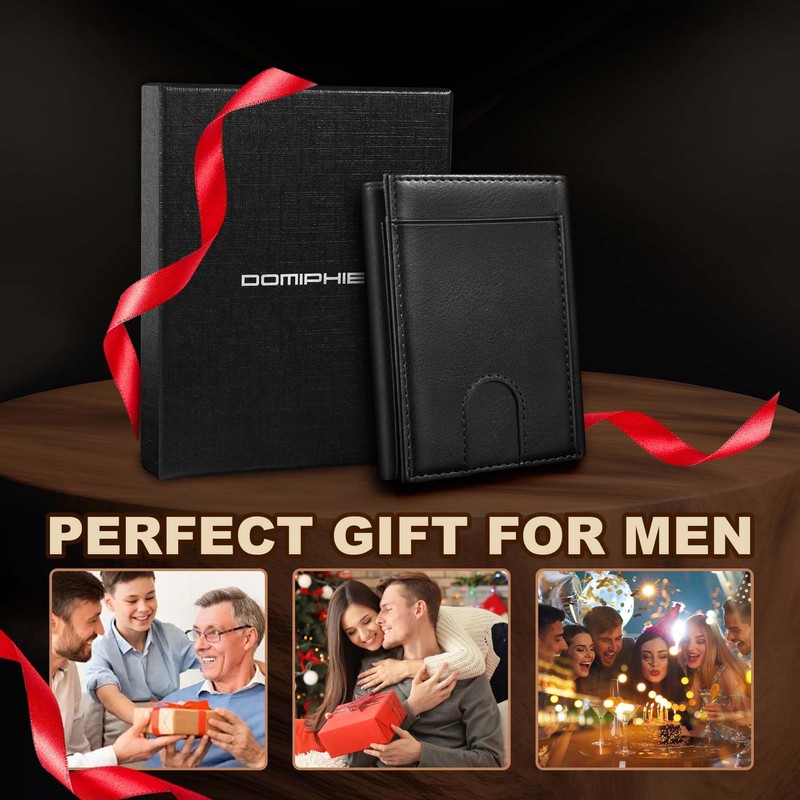 DOMIPHIE Men's Wallet, Trifold Black, Modern