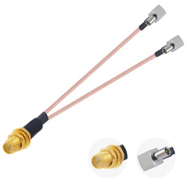 Vecys RP SMA Female to Dual TS9 Male Right Angle Connector RF Coax Cable 50 Ohm Low Loss RP SMA to Dual TS9 Y Type RG316 6IN/15CM Pigtail Cable