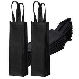 Bolsa de vino negro, reutilizable de tela no tejida para botellas de vino, 4 x 3.5 x 13.8 pulgadas, paquete de 20 bolsas de regalo de vino con asas, regalo de vino para fiestas, bodas