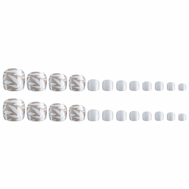 MERVF Toe Nail Press ons Toenails Fake Toe Nails White