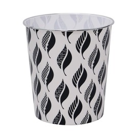JVL Small Leaves Waste Paper Bin, 24.5cm x 26.5cm Approx, Black and White, One Size