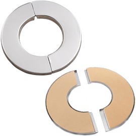 2 pieces split two-piece chrome stainless steel valve/tap cover/valve hole cover, tap plug-in collar, silver, 81 mm hole