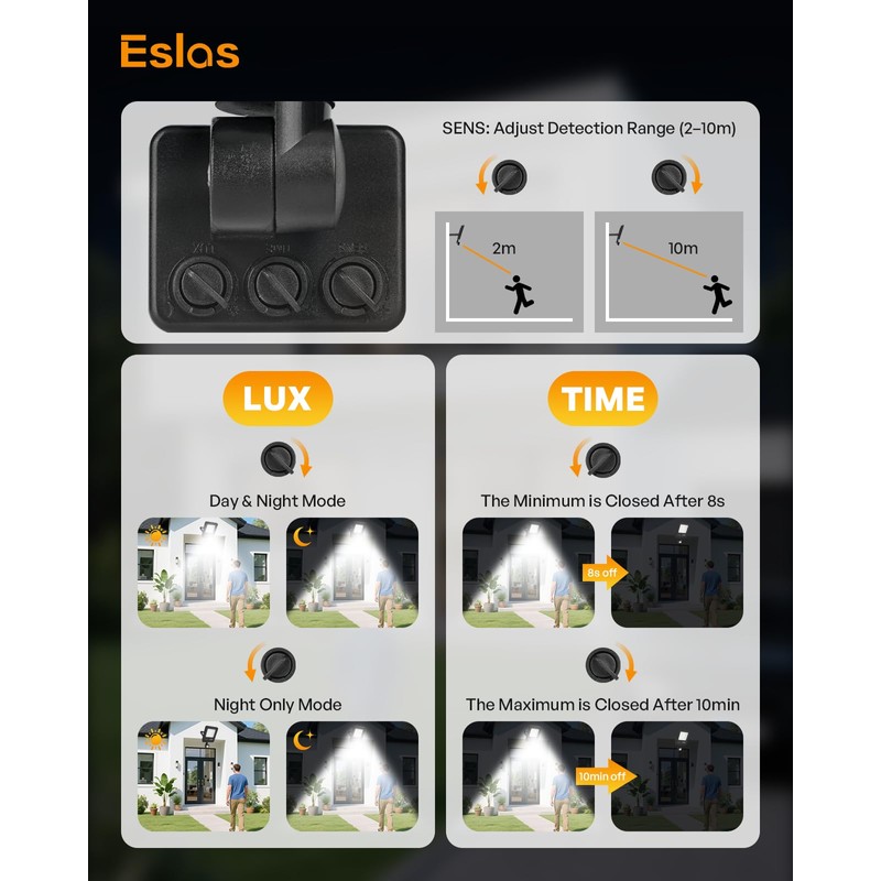 Eslas Upgrade 50W Motion Sensor Outdoor Security Light, 5000LM Floodlight