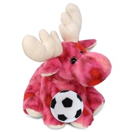 DolliBu Pink Tie-Dye Floppy Moose Stuffed Animal with Soccer Ball Plush - Huggable Moose, Adorable Playtime Plush Toy, Cute Wild Life Gift, Super Soft Stuffed Doll Animal Toy for Kids, Adults - 9 Inch