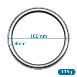 KIBBEH Set of 2 Stainless Steel O-Rings 100 mm (4 Inches) - Seamless Welded Metal Ring for Macrame, Plant Baskets and Dog Harness, Stainless 304 Steel with 8 mm Inner Diameter