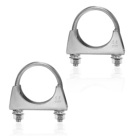 JUSTTOP 2PCS 2.25" Heavy Duty Exhaust U Clamps, 58mm Carbon Steel U-Bolt Exhaust Clamps with Saddle Flange, Car Muffler U Bolt Silencer Exhaust Clip Fit 2-1/4" OD Exhaust Pipe