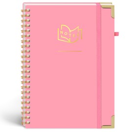 HAKACC A5 College Pad Ruled 80 Sheets/160 Pages A5 Notepad PVC Hard Cover 15 x 20.5 cm - Pink