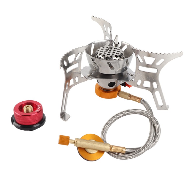 Camping Gas Stove with Gas Adapter Set Improves Burning Efficiency