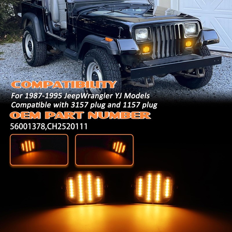 AreLokpri Amber Front Turn Signal Lights Compatible for 1987-1995 Wrangler