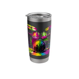 Bright and Vibrant Drum Set Art Stainless Steel Insulated Tumbler