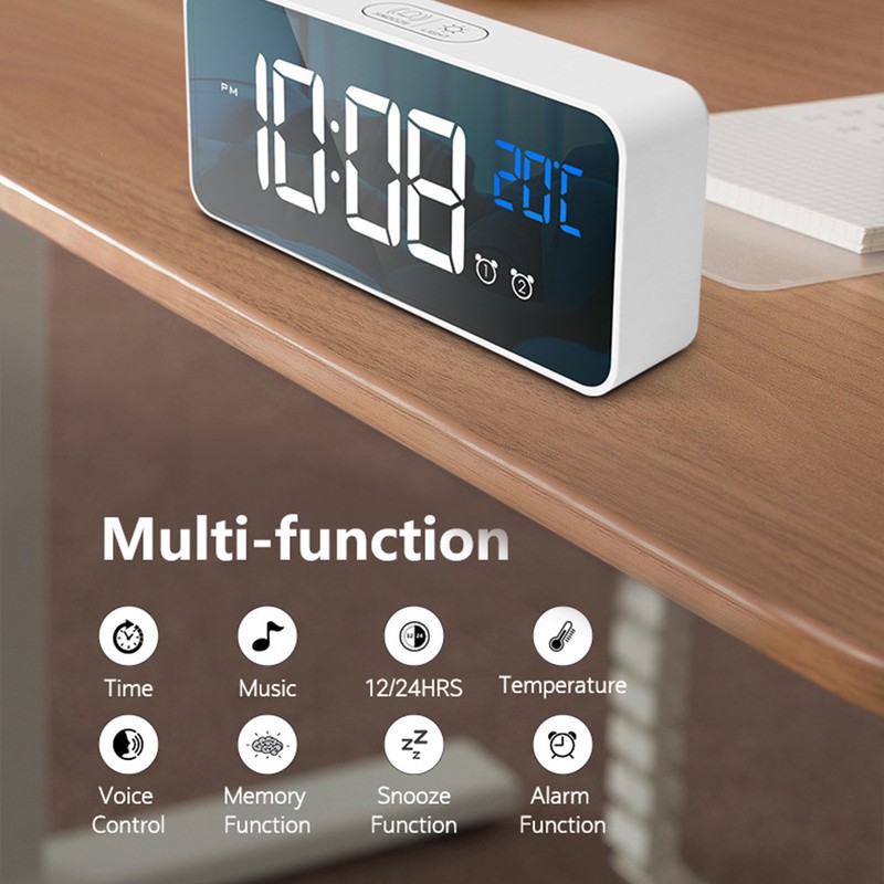 LED Digital Alarm Clock for Bedroom Electronic Clock with Thermometer