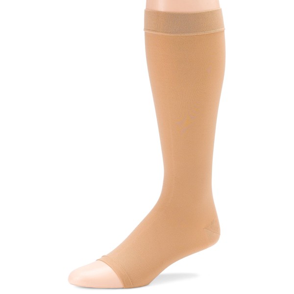 FUTURO Therapeutic Knee Length Stockings Open Toe Firm Medium Beige 1 Pair