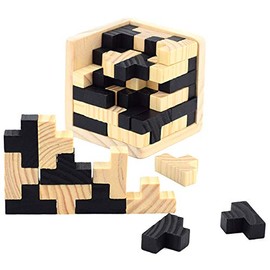 Oostifun T Shape Wooden Building Blocks Brain Teaser Puzzle Toys IQ Intelligence Hand-Eye Cooperation Set IQ Challenge Games, Small Logic Mind Puzzle Box Toy Removing Assembling Lock Puzzle