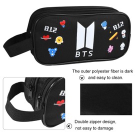 Funmo - BTS Pencil Bag, Pencil Case with Large Capacity Pencil Case Pencil Bag Pouch Desk Organizer with Multiple compartments for Boys, Girls, Students and Office Supplies