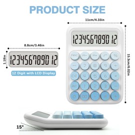 Blue Calculator, UPIHO Standard Calculator,Gradient Blue Calculator with 12 Digit Display and Big Buttons,Blue Office Supplies and Desk Accessories,Cute Calculator for Office,School