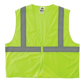 Ergodyne unisex adult Reflective Safety Vest, High Visibility Mesh, Closure, Ansi Rated Type 3 Class 2 Super Economy Mesh Vest Zipper, Lime, XX-Large-3X-Large US