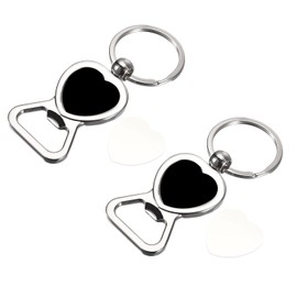uxcell Keychain Bottle Opener, 2pcs - Stainless Steel Beer Bottle Opener, Portable Flat Keyring for Men, Women (Silver)