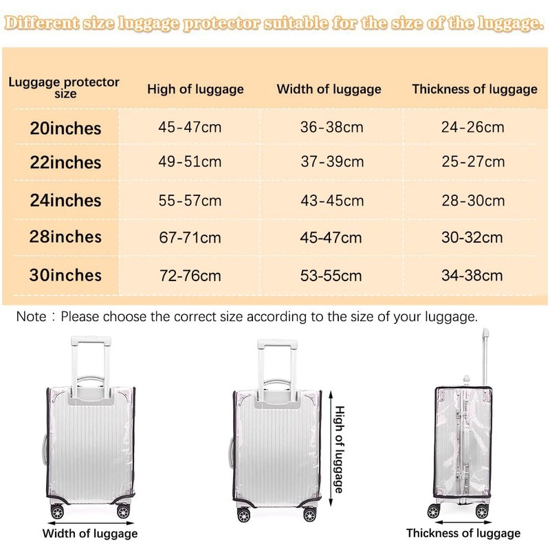 SHILIPAIJC 1Pieces Clear PVC Suitcase Cover Protector - 24 Inch