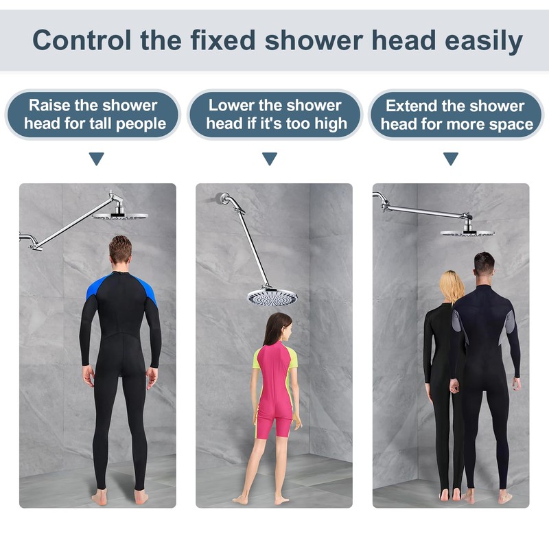 BRIGHT SHOWERS 15 Inch Extra Long Shower Head Extension Arm,