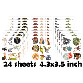 Yunahoo 208Pcs Greek Mythology Temporary Tattoo Sticker Greek legends Motivate Theme Birthday Cute Class School Prizes Party Decorations Supplies Favors Tattoo