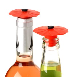 Charles Viancin - Poppy Pop Silicone Bottle Stopper - Creates an Airtight Seal on Standard Bottles - BPA-Free, Food-Grade Silicone - Dishwasher Safe - Red Scarlet