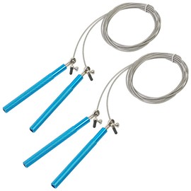 PEARL Sports Bouncy Rope: Set of 2 Professional High Speed Skipping Ropes, 3D Ball Bearings & Wire Core, Blue (Skipping Rope Fitness, Sports Skipping Rope, Non-Slip)