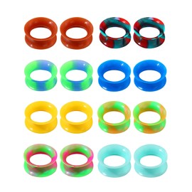 Jewseen 16Pcs Ear Tunnels Silicone Tunnels Gauges Double Flared Flexible Silicone Gauges Ear Plugs for Women Men 2g-5/8'' 00g