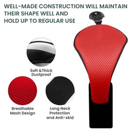 FINGER TEN Golf Club Head Covers Woods Hybrids 1/2/3/4 Pack, Headcovers Men Women 3 5 7 X with Interchangeable Number Tag, Fit All Wood Hybrid Clubs (1 Pack-Red Hybrid Cover)