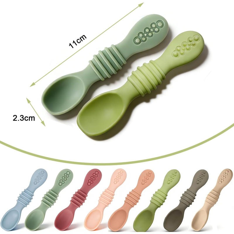 8PCS Juego Cucharas Masticables de Silicona, Cuchara de Silicona para