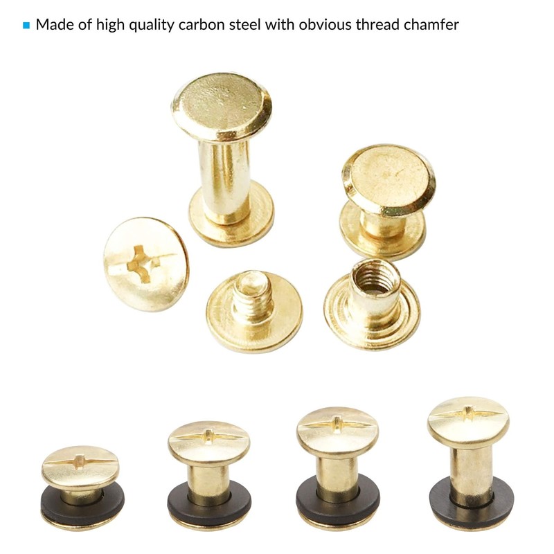 120 Set Brass Chicago Screws Binding Screws, 4 Sizes Screws