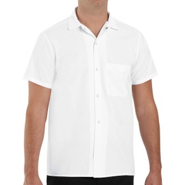 Chef Designs Mens Cook Work Utility Button Down Shirt, White, X-Large US
