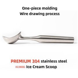 Stainless Steel Ice Cream Scoop, Ergonomic Comfort Handle, Dishwasher Safe, Robust Ice Cream Scoop, One Piece Design