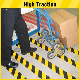 S&X Black/Yellow Anti Slip Tape 3" x 33 FT, Heavy-Duty Grip Tape for Stairs Outdoor Waterproof Safety Non Skid Roll High Traction Non Slip Strip with Hard-Wearing Surface