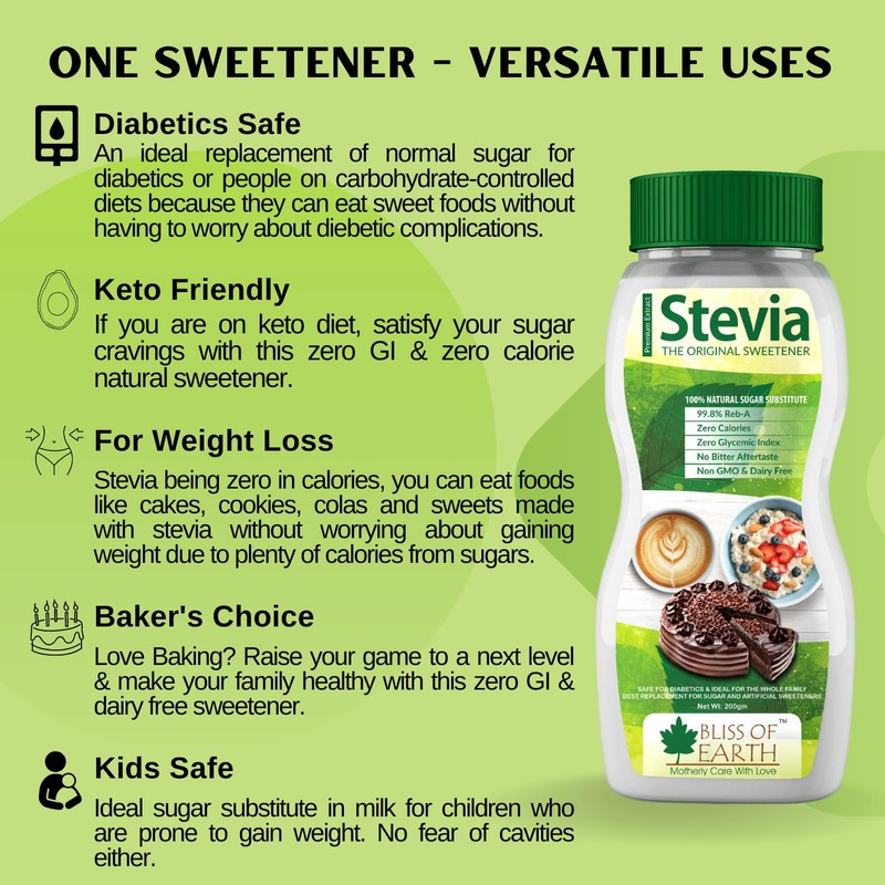 Bliss of Earth 99.8% REB-A Purity Stevia Sweetener, Diet Sugar