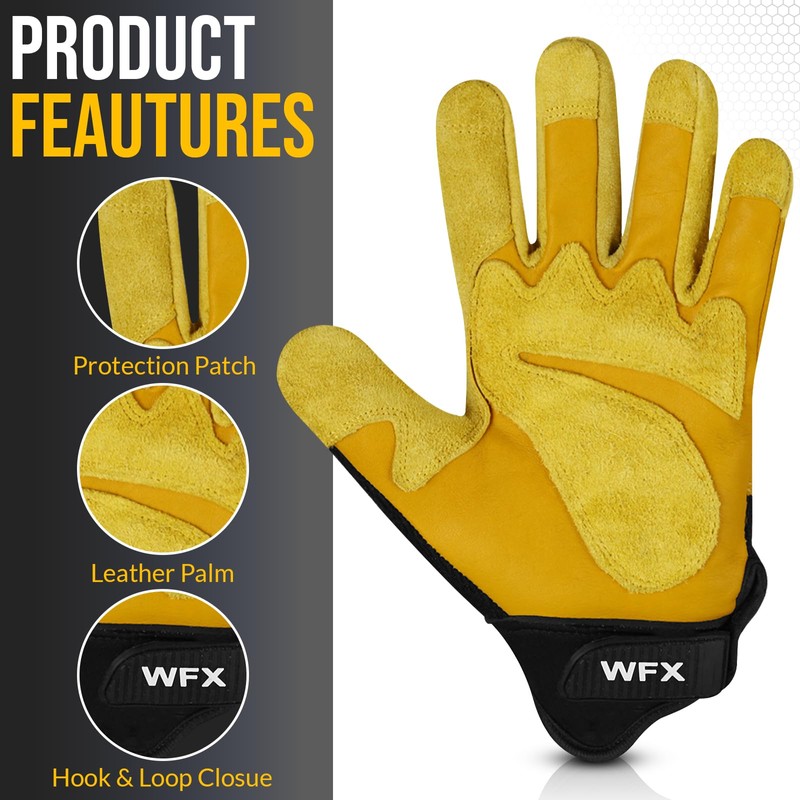 WFX Mens Leather Gardening Gloves Safety Work Gloves for Garden