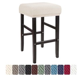 LIULIWEIFA Bar Stool Covers Rectangle Set of 4/2/1 Saddle Bar Stool Covers Slipcover Stool Cushion Covers Stretch Vanity Stool Cover Washable Counter Stool Chair Covers slipcover,Beige,1pcs