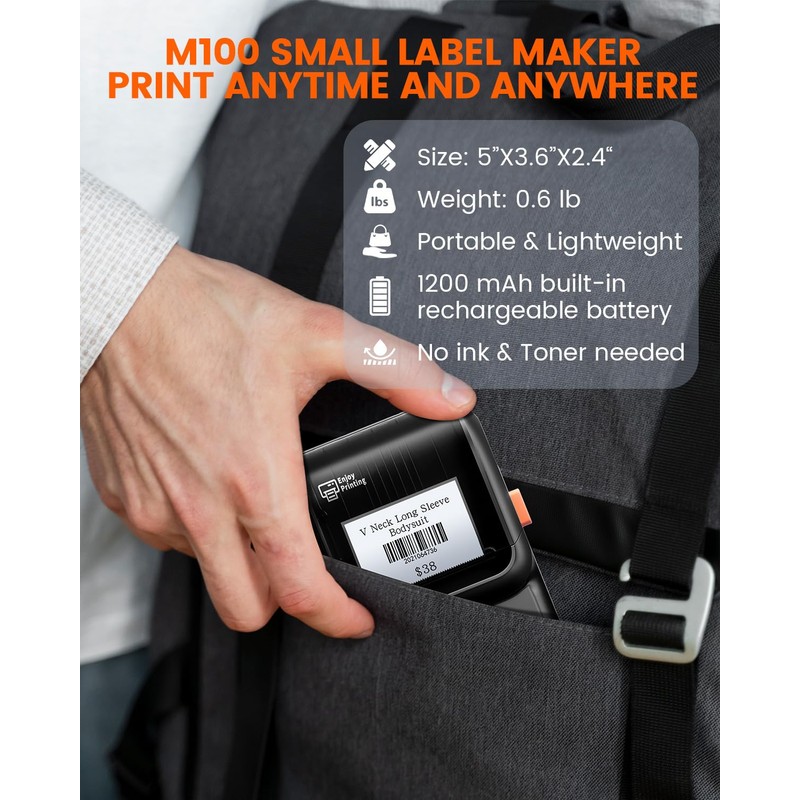 Label Maker Machine with Tapes, Sticker Printer M100 Address Label