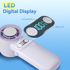 SSWind Portable Handheld Fan With Cooling Function, 100-Speed, Personal Fan Rechargeable, Foldable, Up to 13 Working Hours, 3-IN-1 Design (Desk/Handheld/Neck) for Travel, Makeup, Outdoor (Purple)