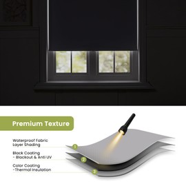 Anpark Cordless Roller Window Shades,100% Black Out Shade for Windows,Thermal Insulated Free-Stop Blackout Blinds,Door Blinds,Blackout Window Shades Pull Down for Home,Office,36" W x 72" H, Grey