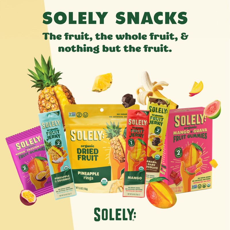 Solely - Organic Mango Fruit Jerky - 12 Individually Wrapped