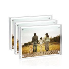 Sezanrpt Acrylic Picture Frames 2.5x3.5 inches Pack of 3, Clear Double Sided Magnetic Photo Block Frame,Desktop Frameless Picture Display, Wallet Small Picture Frames 2x3