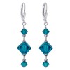 Blue Austrian Crystals 925 Sterling Silver Leverback Handmade Drop Earrings