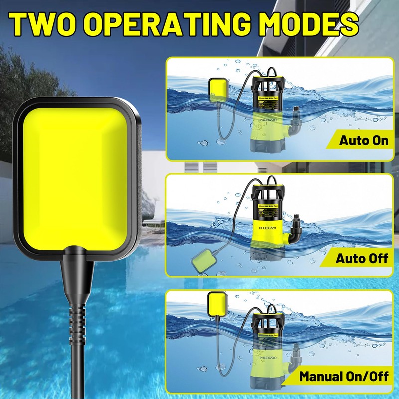 Submersible Water Pump 1HP 5300GPH High Flow Clean/Dirty Water Transfer