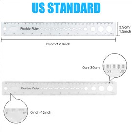 30CM/12inch Unbreakable Clear Rulers Shatter Resistent Bendable Flexible Rubber Rulers Shatterproof Straight Plastic Ruler, Flexi Folding Rulers School,Classroom,or Office Kids/Adults(4PCS)