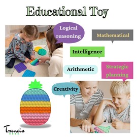 Trancis Pop It Fidget Toy; Poppers Fidgets for Kids Toy; Poppets Stress Toy Set for Anxiety Relief; Poppet Fidget Sensory Toys for Autism ADHD Special Needs; Push Pop Poppit (30x20cm Big Pineapple A)