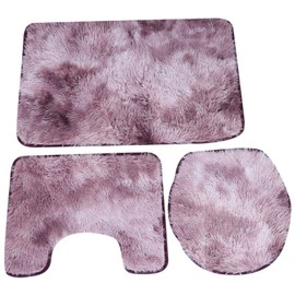 3Pcs Bathroom Rug Set Soft Non Slip Toilet Lid Cover Bath Mat Contour Rug Home DecorationRose Purple
