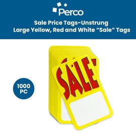 Perco Sale Price Tags Unstrung, Large Red & Yellow & White Retail Labels, 1000 Pc