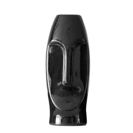 Black 23.5cm Tall Ceramic Face Flower Vase
