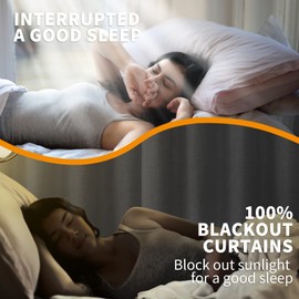 YoungsTex Linen Textured 100% Blackout Curtains 84 Inches Long for Bedroom, Grommet Thermal Insulated Full Room Darkening Linen Curtain Darpes for Living Room, 2 Panels, 52 X 84 Inch, White